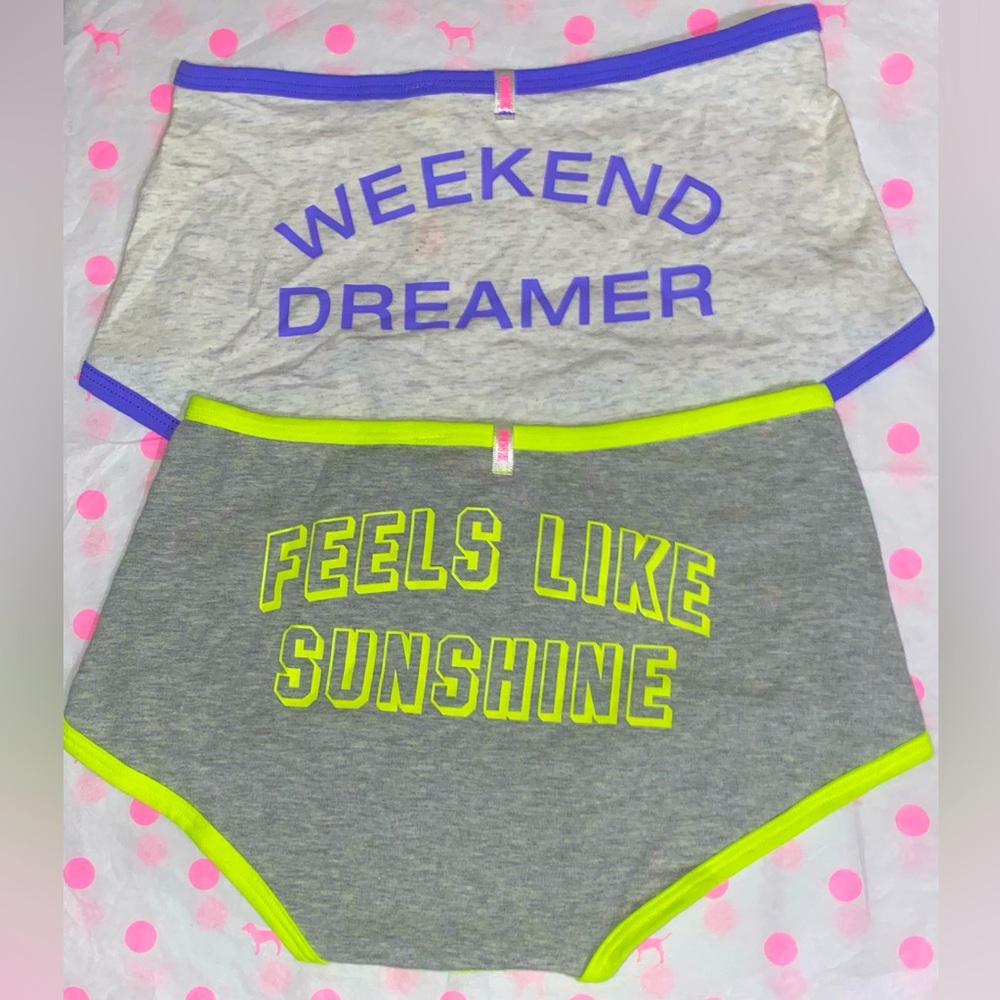 2 Victoria’s Secret PINK Boyshorts panties bundle Pink cotton panties striped